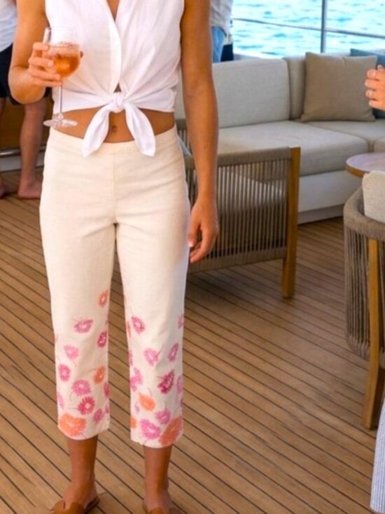 Sigrid Olsen Pants - Sigrid Olsen Sport Womens Pants 8 White Multi Floral Cropped Stretch